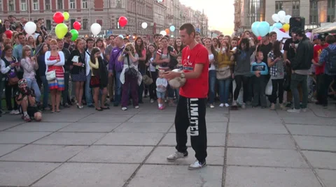 Juggler with the ball Stock Footage 29656517