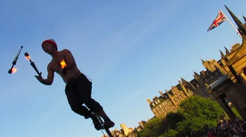 Juggler with fire Stock Footage 27879315