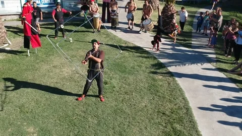 Juggler with giant cube Stock Footage 156830378