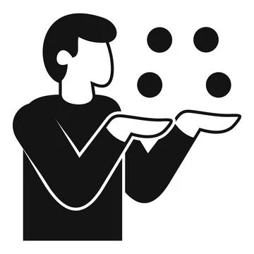 Juggler making a performance juggling four balls in the air Illustrazione stock