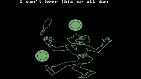 Juggler Programmed Animation of Compaq Portable in 8bit Graphics Computer Stock Footage 246834319