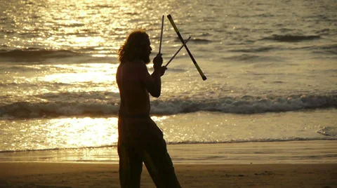 Jugglers at sunset Stock Footage 36962460