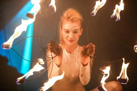 Juggling with a fire Stock Photos