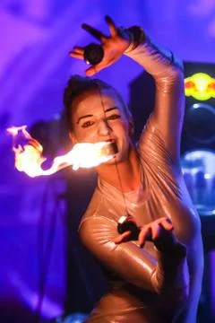 Juggling with a fire Stock Photos