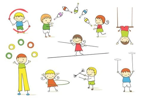 Juggling kids Stock Illustration