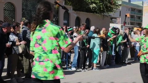 Juggling performers at festive parade Stock Footage 327325453