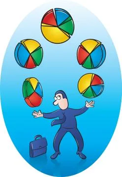 Juggling pie charts 스톡 일러스트