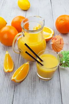 Juice and oranges 写真素材
