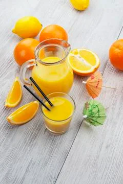 Juice and oranges 写真素材