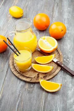 Juice and oranges 写真素材