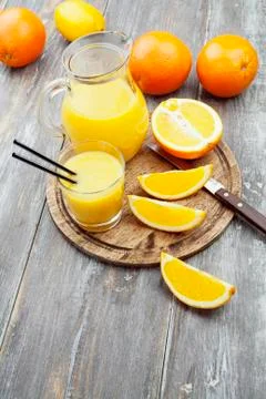 Juice and oranges 写真素材