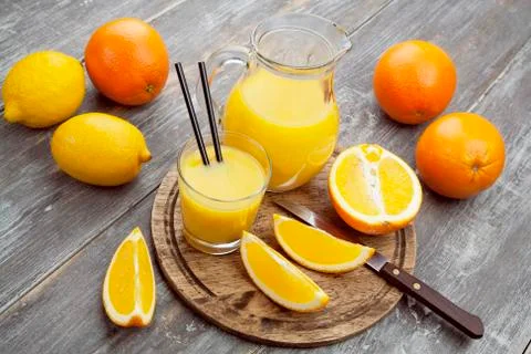 Juice and oranges 写真素材