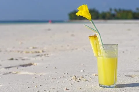 Juice at beach Stock Photos