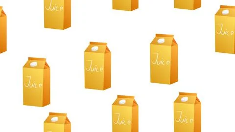 Juice, Beverages, Carton Package icon sign. Seamless pattern on a gray backgr Illustrazione stock