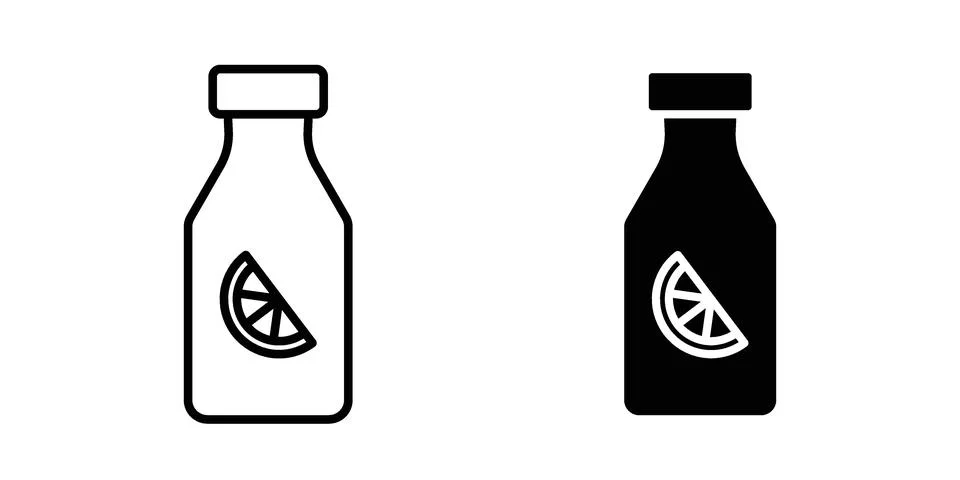 Juice bottle icon black vector isolated on white Stock Illustration