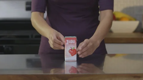 Juice Box On Counter 스톡 동영상 105330561