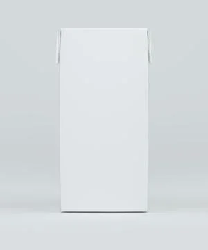 Juice box front view. Carton box with screw cap Mock-up. White clear empty box Illustrazione stock