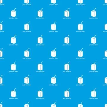 Juice box straw pattern vector seamless blue Stock Illustration