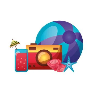 Juice camera shells star and ball vector design Stock Illustration
