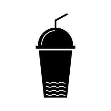 Juice cup icon, vector illustration, black sign on isolated background Ilustração Stock