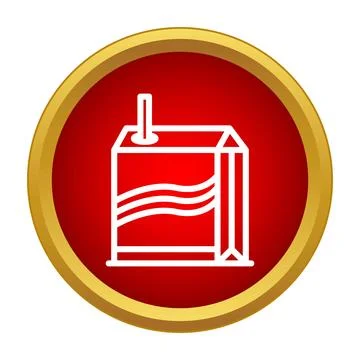 Juice drink pack with straw line icon Stock Illustration