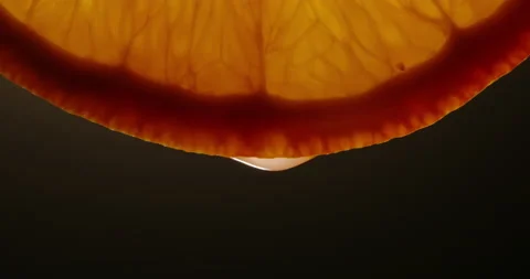 Juice drop slowly falling from orange full of nutrients and vitamins. Organic Stock-Footage 154332238