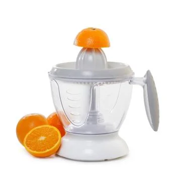 Juice extractor with  ripe oranges Stock Photos