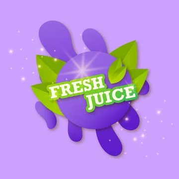 Juice fresh fruit label icon. Blueberry blot concept. Vector illustration. De Stock Illustration