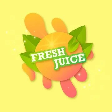 Juice fresh fruit label icon. Orange blot concept. Vector illustration. Desig Stock Illustration