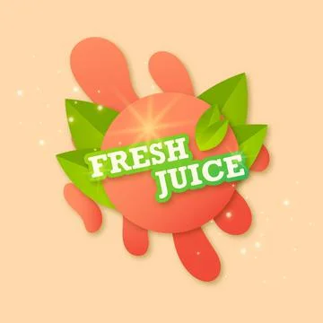 Juice fresh fruit label icon. Peach blot concept. Vector illustration. Design Stock Illustration