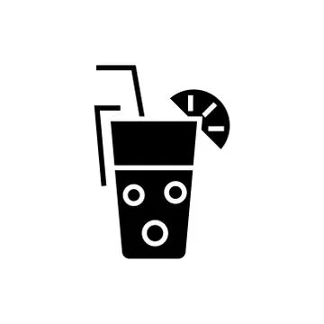 Juice glass - drinks icon, vector illustration, black sign on isolated Stock Illustration