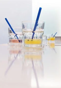 Juice in glass on the table Stock Photos
