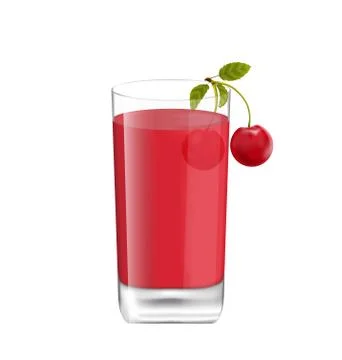 Juice in Glass with Two Cherries Stock Illustration