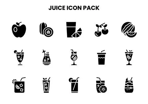 Juice Glyph Graphics Icons Pack Stock Illustration