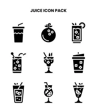 Juice Glyph Scalable Icons Pack Stock Illustration