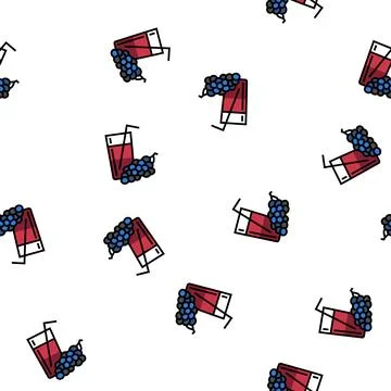 Juice grape vector seamless pattern Illustrazione stock