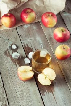 Juice with ice and apple Stock Photos
