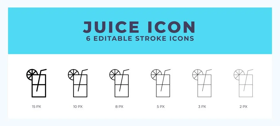 Juice icon in thin line. Bold line. Regular line. Editable stroke. Illustrazione stock