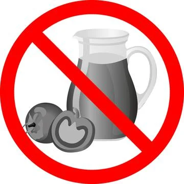 Juice in a jar with a forbidden sign. Vector illustration. Stock Illustration