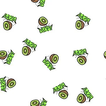 Juice kiwi splash vector seamless pattern Stock Illustration