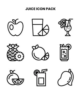 Juice Line Bundle Icons Pack Stock Illustration