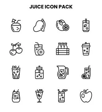 Juice Line Graphics Icons Pack Stock Illustration