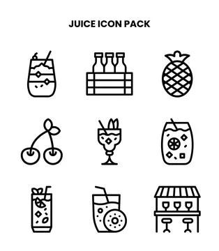 Juice Line Vector Icons Pack Stock Illustration