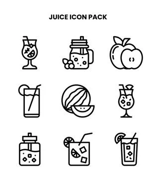 Juice Line Vector Icons Pack Stock Illustration