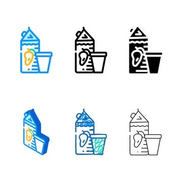 Juice mango color icon vector mix line Stock Illustration