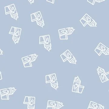 Juice mango line vector seamless pattern line Stock Illustration