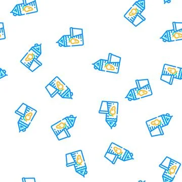 Juice mango vector seamless pattern line Stock Illustration