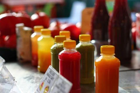 Juice at market Stock Photos