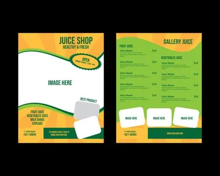 Juice menu for restaurant and cafe, Template design banners, brochures, men.. Ilustración de archivo