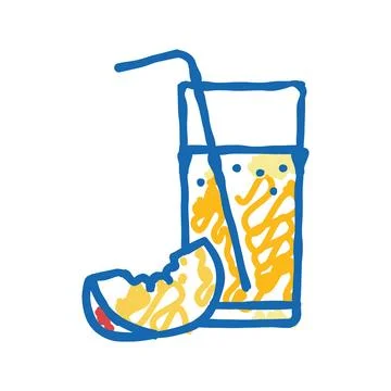 Juice nectarine fruit icon doodle illustration Stock Illustration